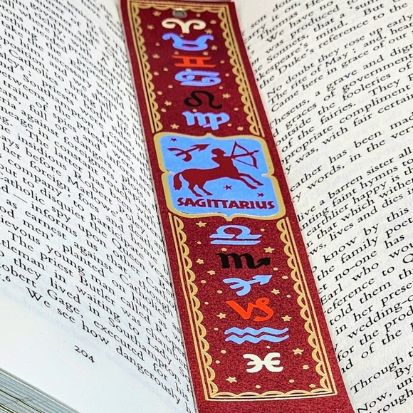 Top-Grain Leather Decorative Zodiac Bookmarks - Sagittarius Astrology Sign - Picture 3 of 9